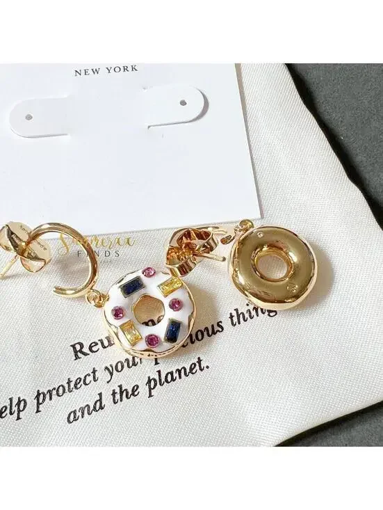 Kate Spade Coffee Break Donut Huggie Earrings - Picture 3 of 6